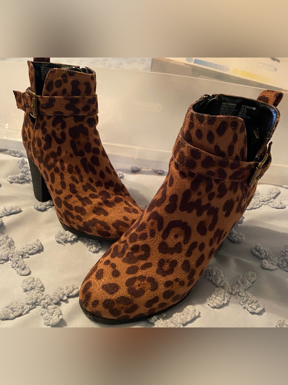 Time & Tru Leopard Print Ankle Boots - Size 37 EUR / 6 US